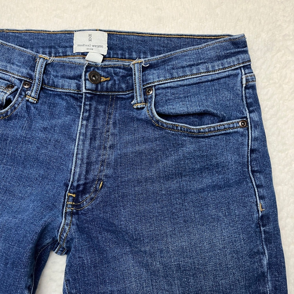 Mutual Weave Jeans Mens 33x30 Blue The Slim Medium Wash Stretch Denim 76585-9
